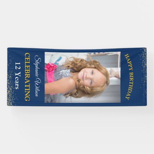 Personalized Happy Birthday Photo Celebration  横断幕 (横)