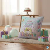 Personalized Happy Birthday Photo, Custom Name クッション