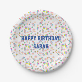 Personalized happy birthday plate ペーパープレート