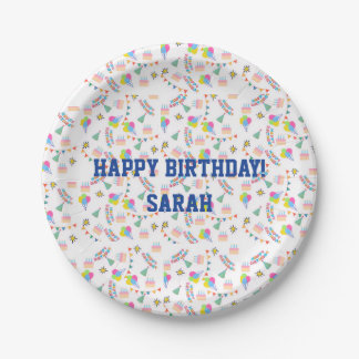 Personalized happy birthday plate ペーパープレート