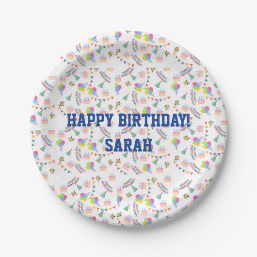 Personalized happy birthday plate ペーパープレート (正面)