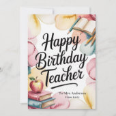 Personalized Happy Birthday Teacher カード (正面)
