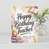 Personalized Happy Birthday Teacher カード (スタンド正面)
