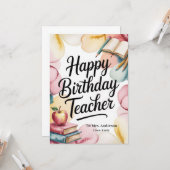 Personalized Happy Birthday Teacher カード (正面/裏面インサイチュ)