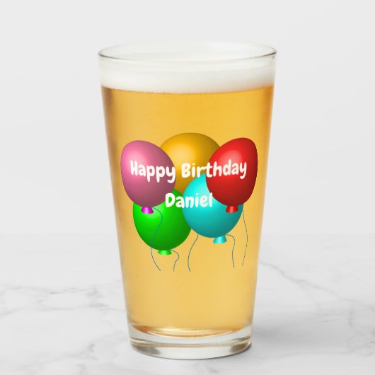 Personalized Happy Birthday Vibes Helium Balloons タンブラーグラス (ドリンク正面)