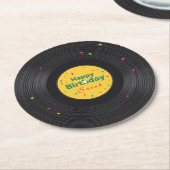 Personalized Happy Birthday Vinyl Record  ラウンドペーパーコースター (アングル)