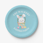 Personalized Happy Easter Bunny Baby Blue ペーパープレート (正面)
