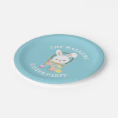 Personalized Happy Easter Bunny Baby Blue ペーパープレート (アングル)