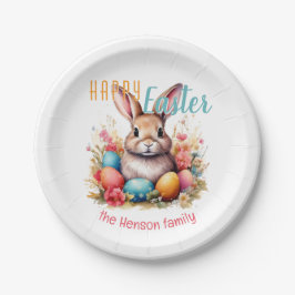 Personalized Happy Easter Bunny Eggs Family  ペーパープレート