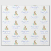 Personalized Happy Easter Bunny Watercolor ラッピングペーパー (フラット)