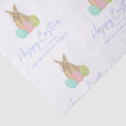 Personalized Happy Easter Cute Bunny Watercolor 薄葉紙 (詳細)