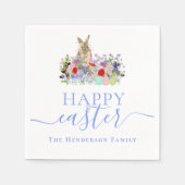 Personalized Happy Easter Cute Bunny Wildflower スタンダードカクテルナプキン (正面)