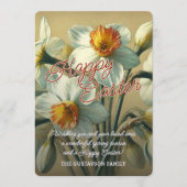 Personalized Happy Easter Daffodil Floral Card シーズンカード (正面)