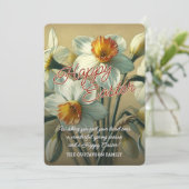 Personalized Happy Easter Daffodil Floral Card シーズンカード (スタンド正面)