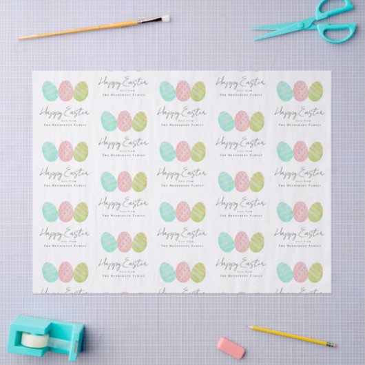 Personalized Happy Easter Eggs Watercolor 薄葉紙 (クラフト)