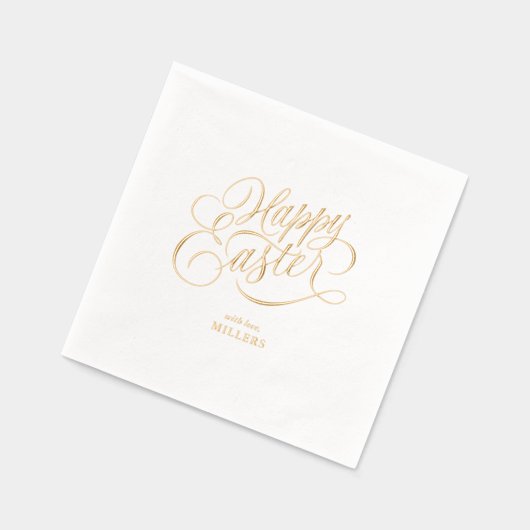 Personalized Happy Easter Elegant Typography 箔ナプキン (左)