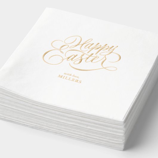 Personalized Happy Easter Elegant Typography 箔ナプキン (詳細)
