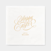 Personalized Happy Easter Elegant Typography 箔ナプキン (正面)