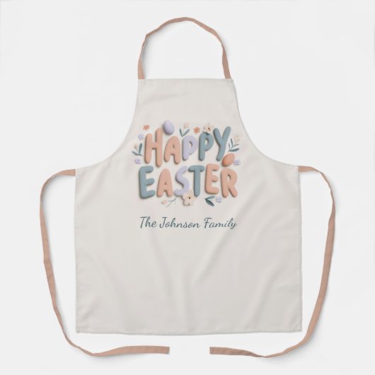 Personalized Happy Easter Family Apron エプロン (正面)
