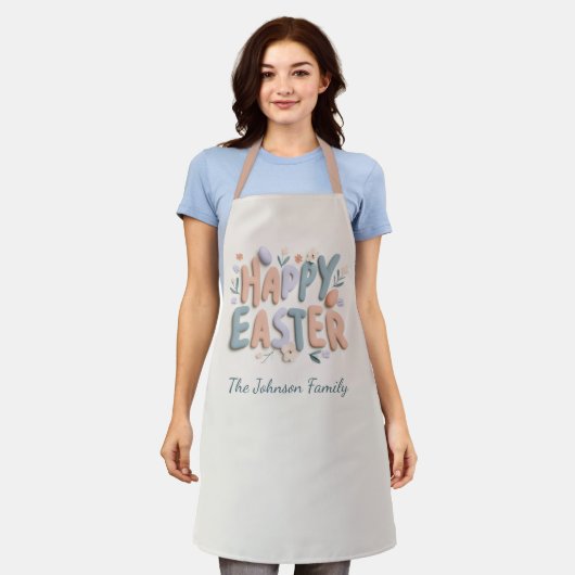 Personalized Happy Easter Family Apron エプロン (着用した状態)