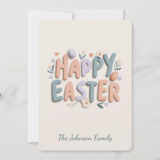 Personalized Happy Easter Family Greeting Card シーズンカード (正面)