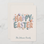 Personalized Happy Easter Family Greeting Card シーズンカード (正面/裏面)