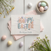 Personalized Happy Easter Family Kitchen Towel キッチンタオル