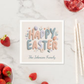 Personalized Happy Easter Family Napkins スタンダードカクテルナプキン (インサイチュ)