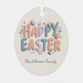 Personalized Happy Easter Family Ornament メタルオーナメント (正面)