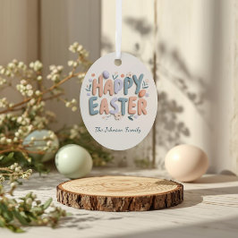 Personalized Happy Easter Family Ornament メタルオーナメント