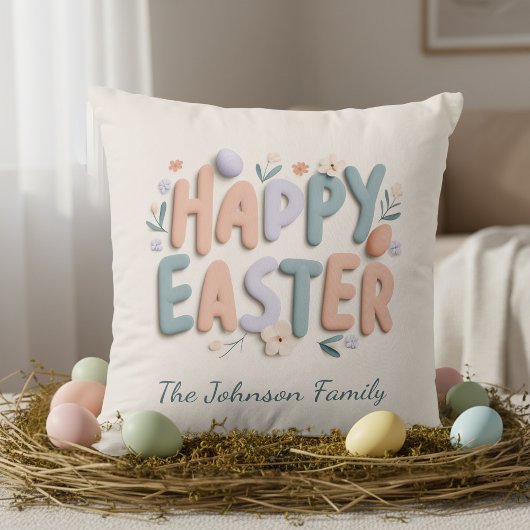 Personalized Happy Easter Family Pillow クッション