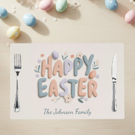 Personalized Happy Easter Family Placemat ラミネート プレート