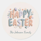 Personalized Happy Easter Family Stickers ラウンドシール (正面)