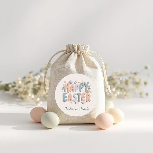Personalized Happy Easter Family Stickers ラウンドシール