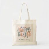Personalized Happy Easter Family Tote Bag トートバッグ (正面)
