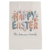 Personalized Happy Easter Gift Bag ミディアムペーパーバッグ (裏面)