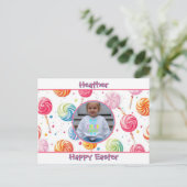 Personalized Happy Easter Lollipop Candy Photo ポストカード (スタンド正面)