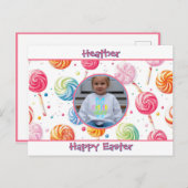 Personalized Happy Easter Lollipop Candy Photo ポストカード (正面/裏面)