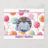 Personalized Happy Easter Lollipop Candy Photo ポストカード (正面)