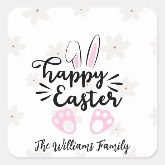 Personalized Happy Easter Sticker スクエアシール (正面)