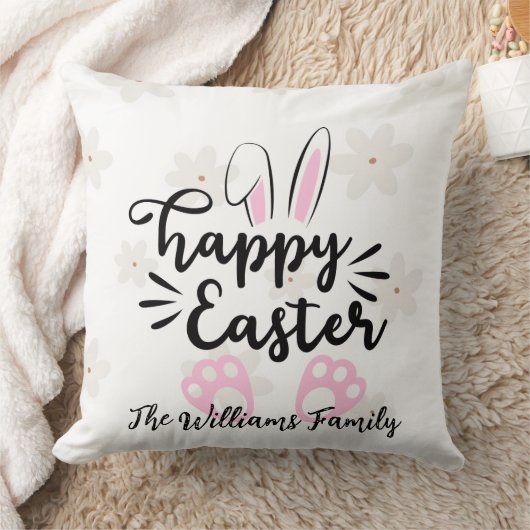Personalized Happy Easter Throw Pillow クッション (ブランケット)