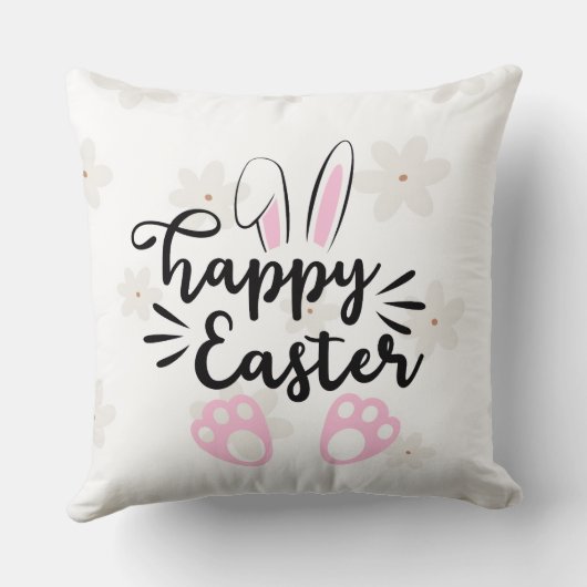 Personalized Happy Easter Throw Pillow クッション (裏面)