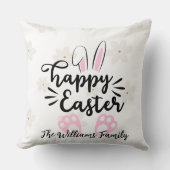 Personalized Happy Easter Throw Pillow クッション (正面)
