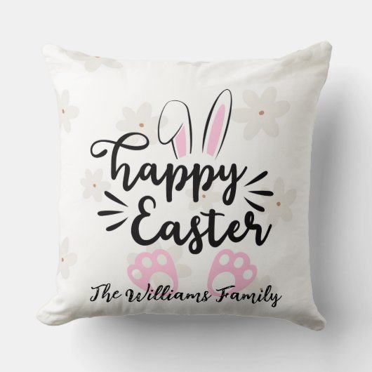 Personalized Happy Easter Throw Pillow クッション (正面)