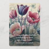 Personalized Happy Easter Tulips Easter Card シーズンカード (正面)