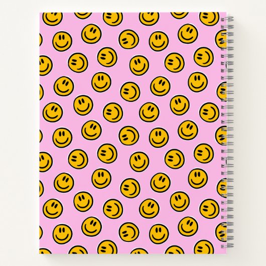 Personalized Happy Face Pastel Preppy Notebook ノートブック (裏面)