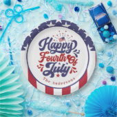 Personalized Happy Fourth Of July Patriotic  ペーパープレート (パーティー)