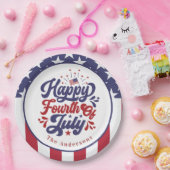 Personalized Happy Fourth Of July Patriotic  ペーパープレート (パーティー)