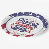 Personalized Happy Fourth Of July Patriotic  ペーパープレート (アングル)