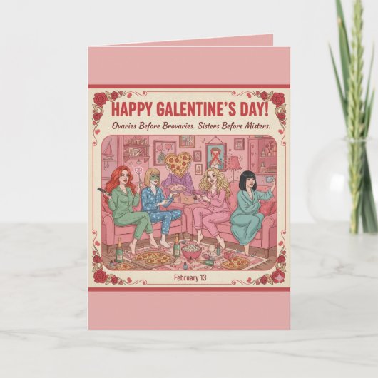 Personalized Happy Galentine's Day Pizza Card カード (正面)